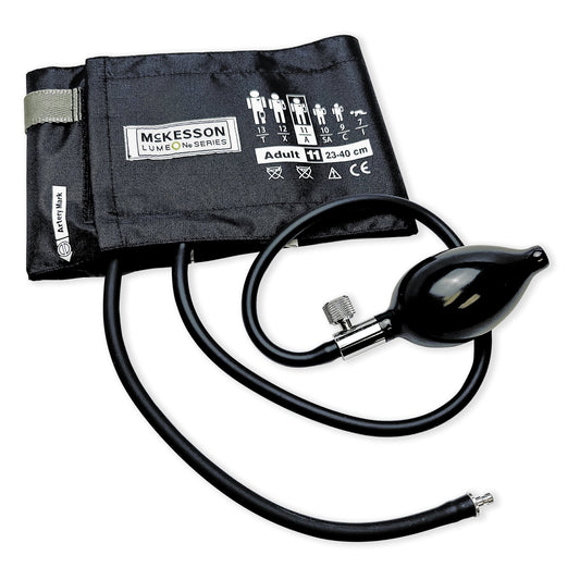 Reusable Blood Pressure Cuff and Bulb McKesson Inflation System LUMEON LF BLK ADLT