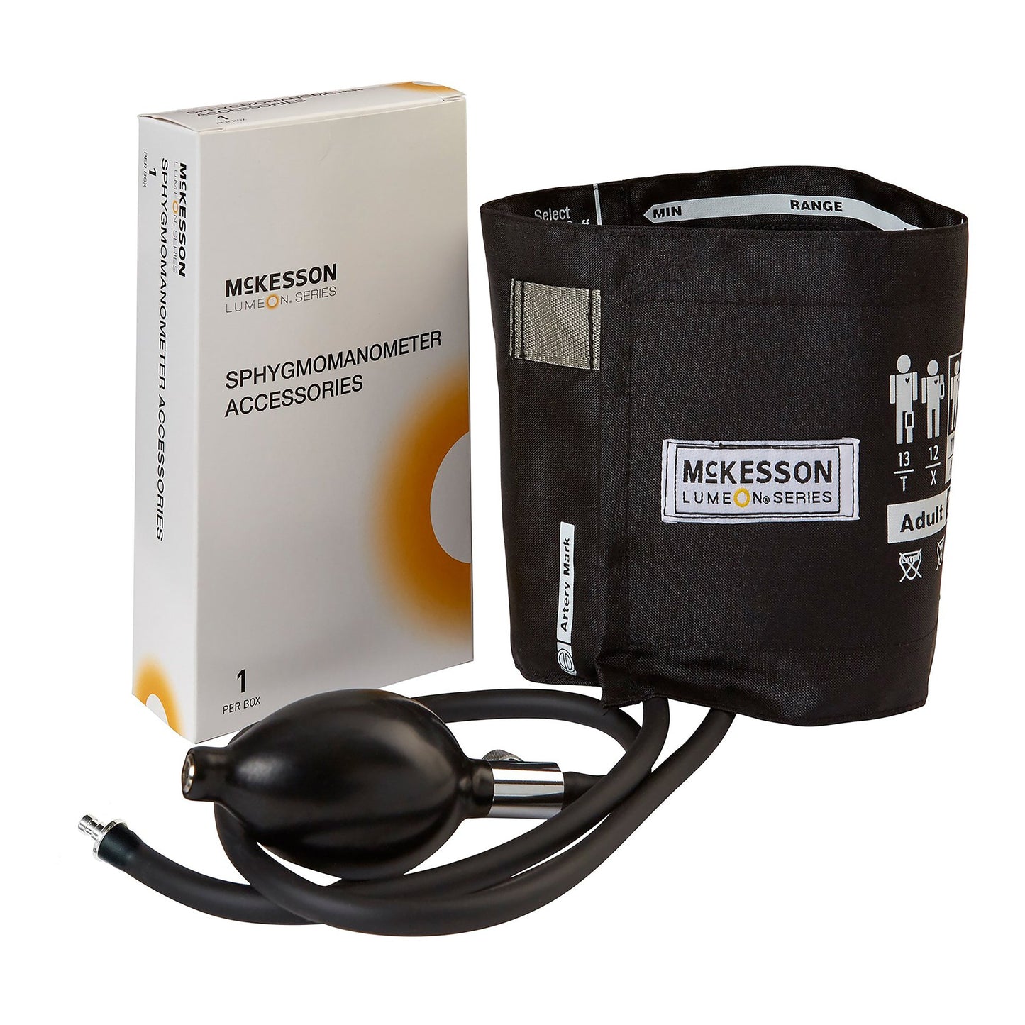 Reusable Blood Pressure Cuff and Bulb McKesson Inflation System LUMEON LF BLK ADLT