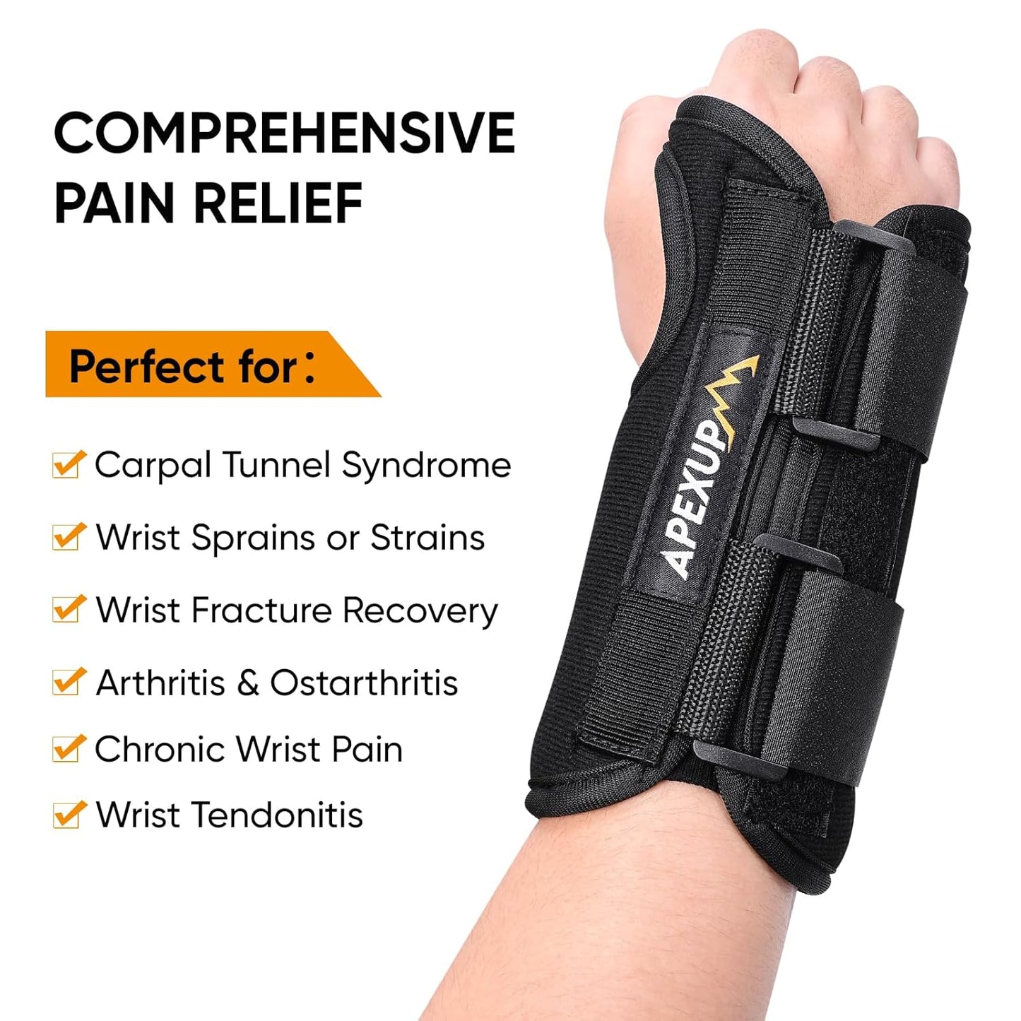 Carpal Tunnel Wrist Brace – Adjustable Night Pain Relief with Splint for Men & Women, Tendonitis, Arthritis, Sprains (S, Right)