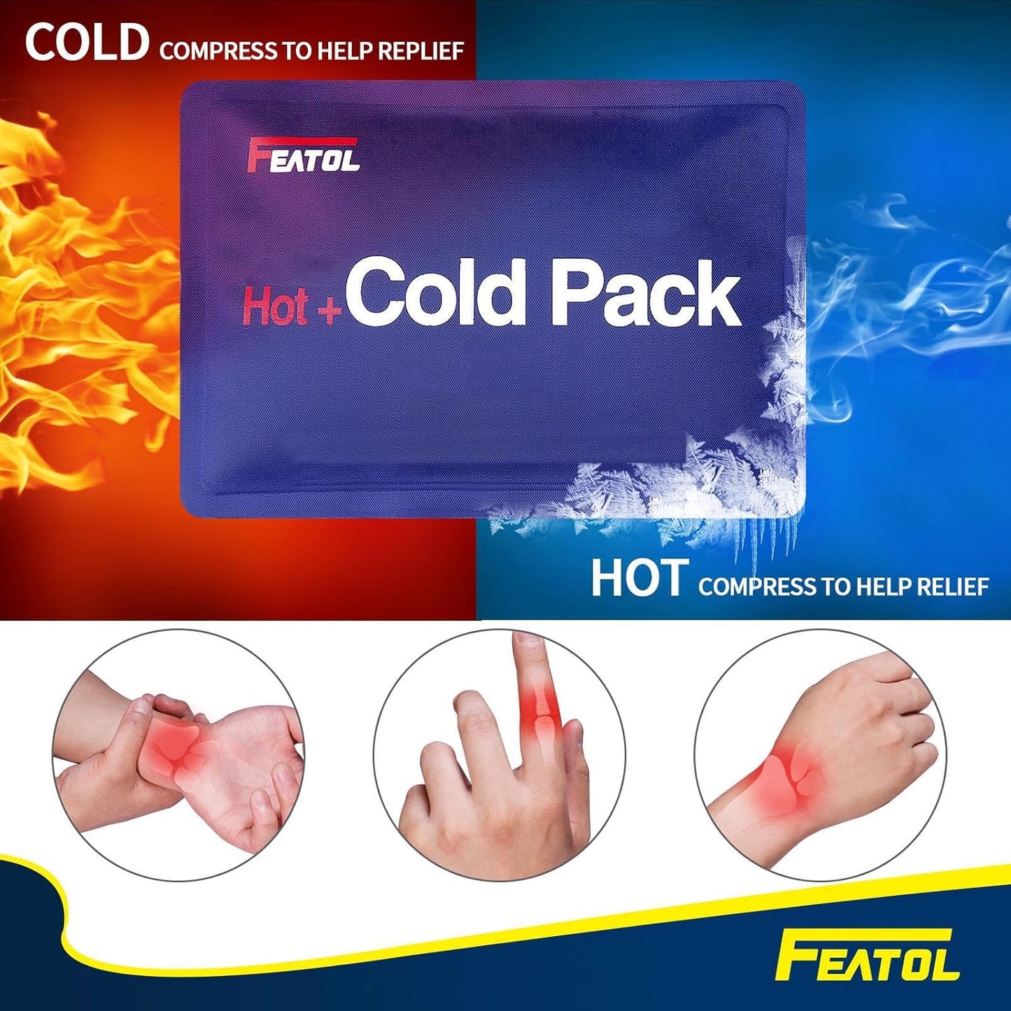 FEATOL Wrist Brace – Carpal Tunnel & Pain Relief with Splint, Adjustable Straps, Hot/Ice Pack, Left Hand S/M, Women & Men