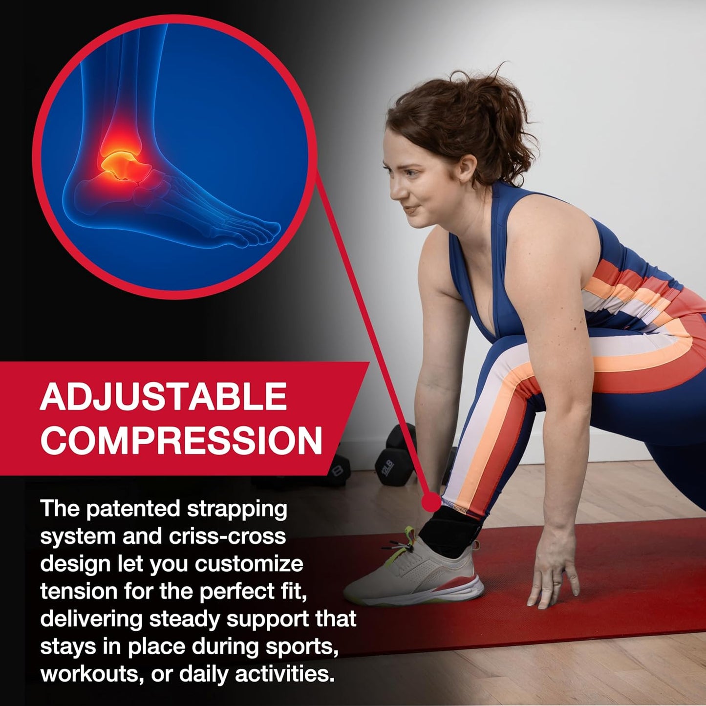 MUELLER Adjustable Ankle Brace – Compression & Support for Sprains, Strains, Arthritis, Men & Women, One Size (Black)
