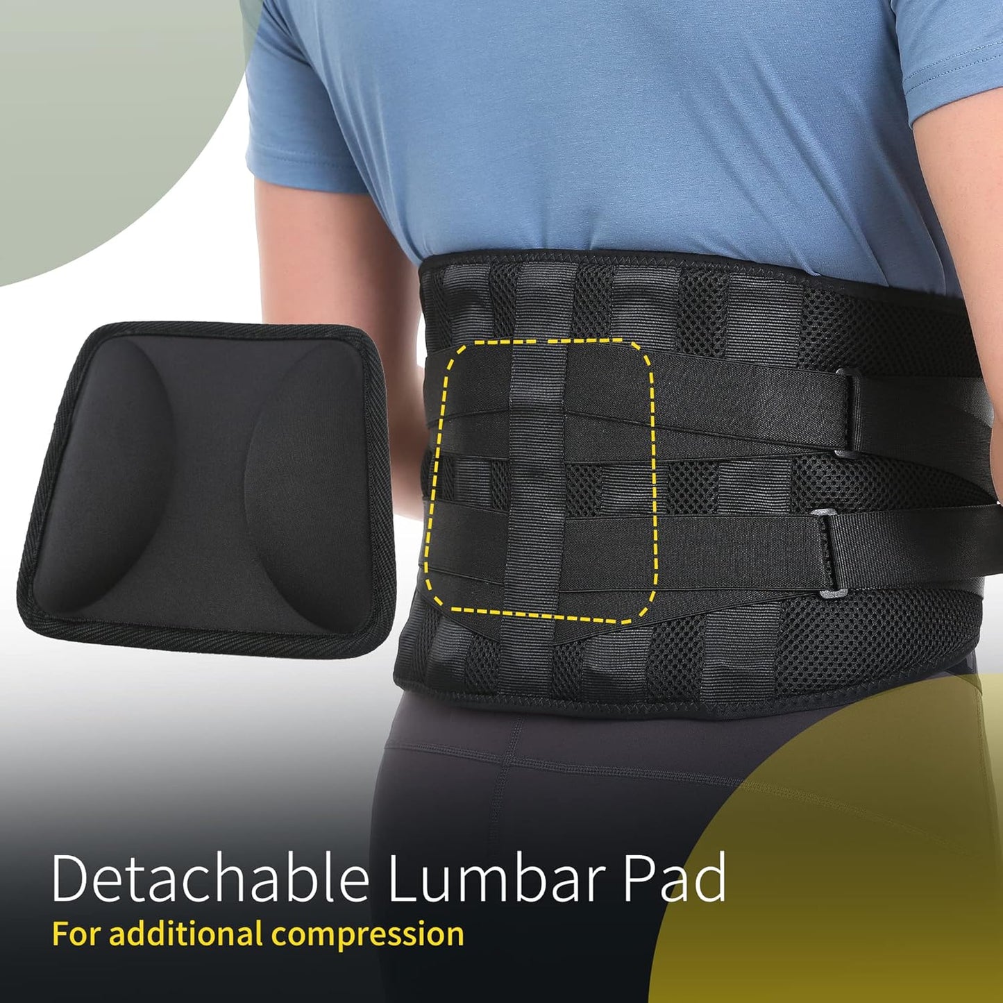 BraceUP Lumbar Back Brace with Pad – Support for Sciatica, Lower Back Pain, Heavy Lifting (L/XL 35–43")