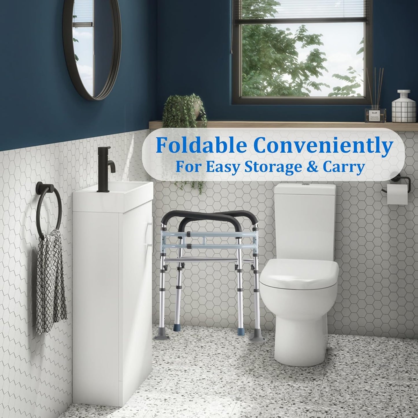 Toilet Safety Rail – Adjustable Heavy-Duty Handles, Detachable, Fits Most Toilets