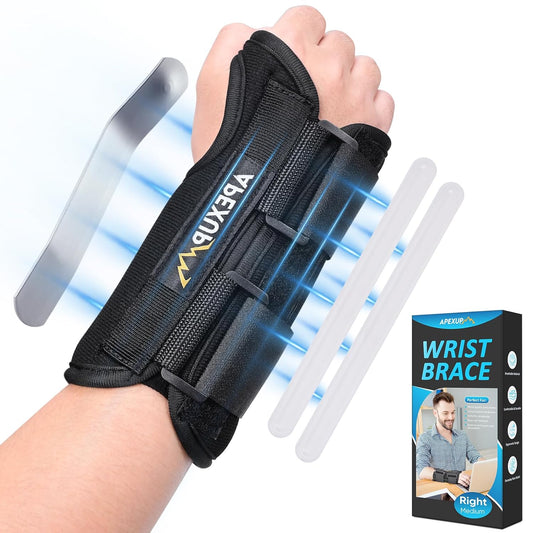 Carpal Tunnel Wrist Brace – Adjustable Night Pain Relief with Splint for Men & Women, Tendonitis, Arthritis, Sprains (L, Right)