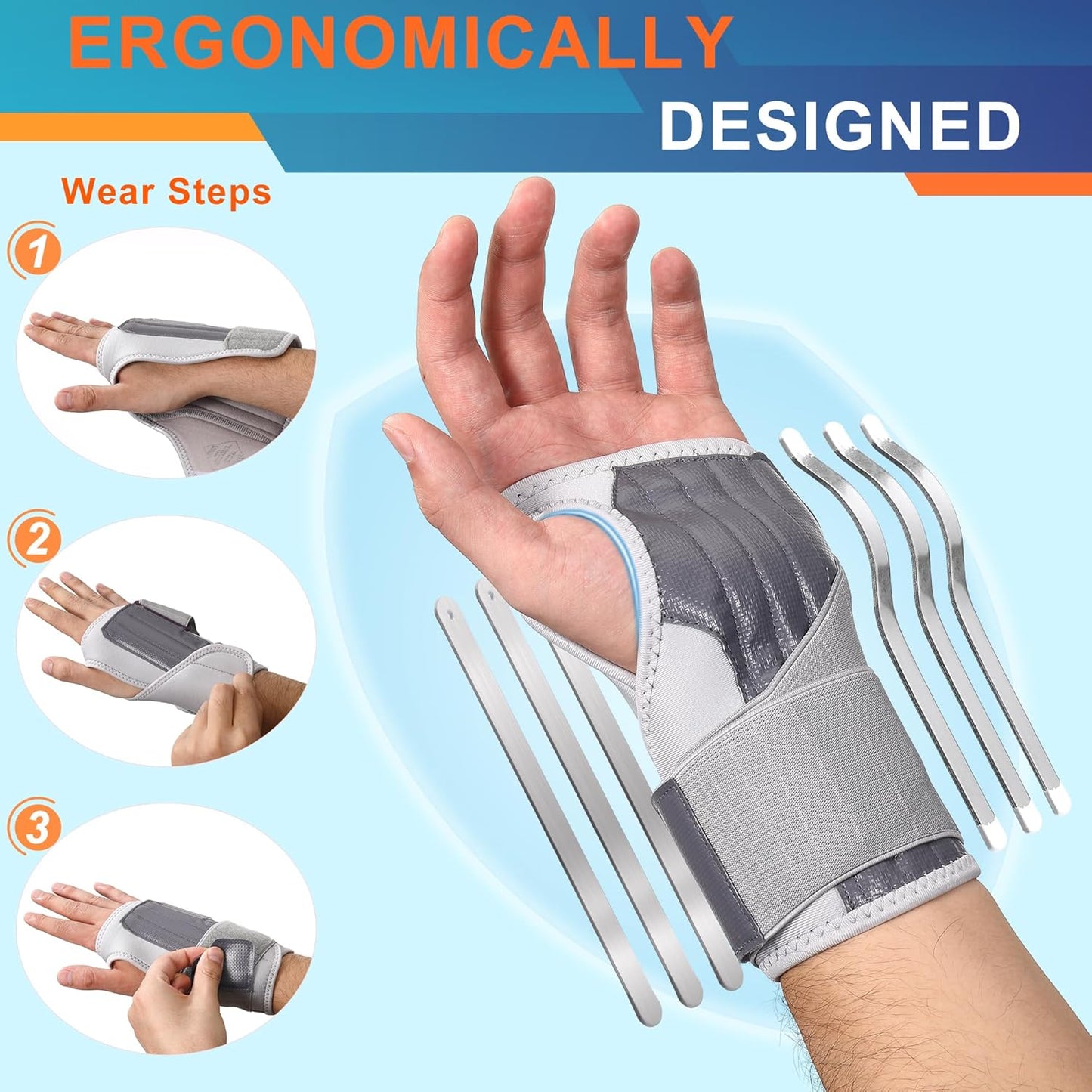 Left Hand Wrist Brace – Pain Relief for Carpal Tunnel, Tendonitis, Sprains, Arthritis, Sleeping Support, M/L