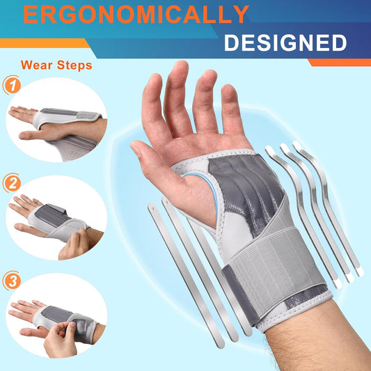 Left Hand Wrist Brace – Pain Relief for Carpal Tunnel, Tendonitis, Sprains, Arthritis, Sleeping Support, M/L