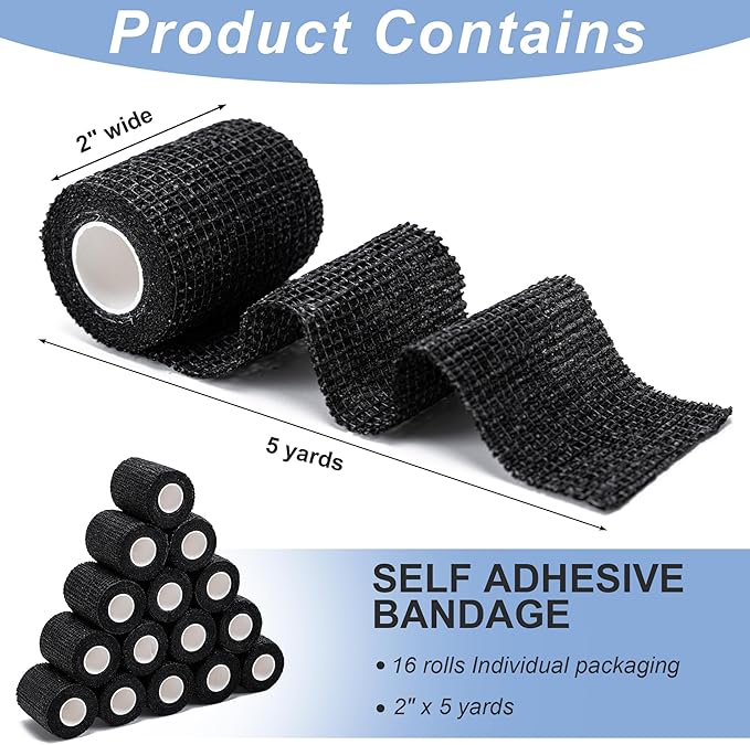 Multicolor Self Adhesive Bandage Wraps,2" X 5 Yards Non-Woven Elastic Cohesive Bandage Wrap, Color Athletic Tape