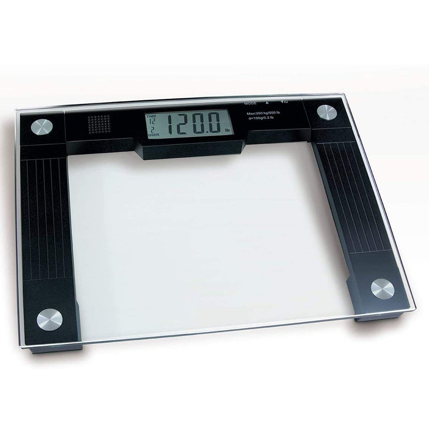 Floor Scale Ideaworks® Digital Display 550 lbs. / 250 kg Capacity Black / Glass AC Power