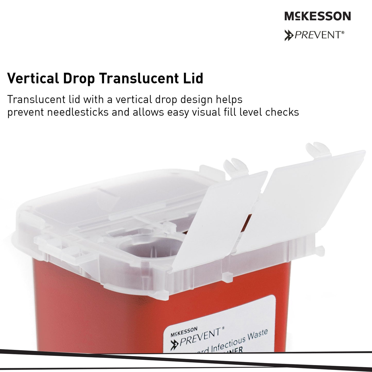 Sharps Container McKesson Prevent® Red Base 6-1/4 H X 4-1/4 W X 4-1/4 D Inch Vertical Entry 0.25 Gallon