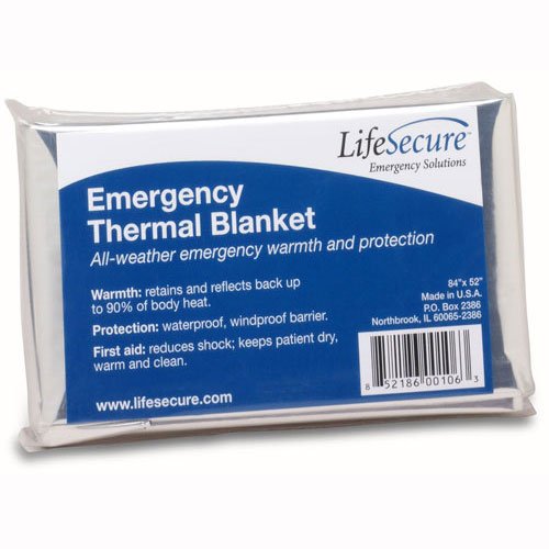 Emergency Blanket LifeSecure™ 52 X 84 Inch Waterproof Material