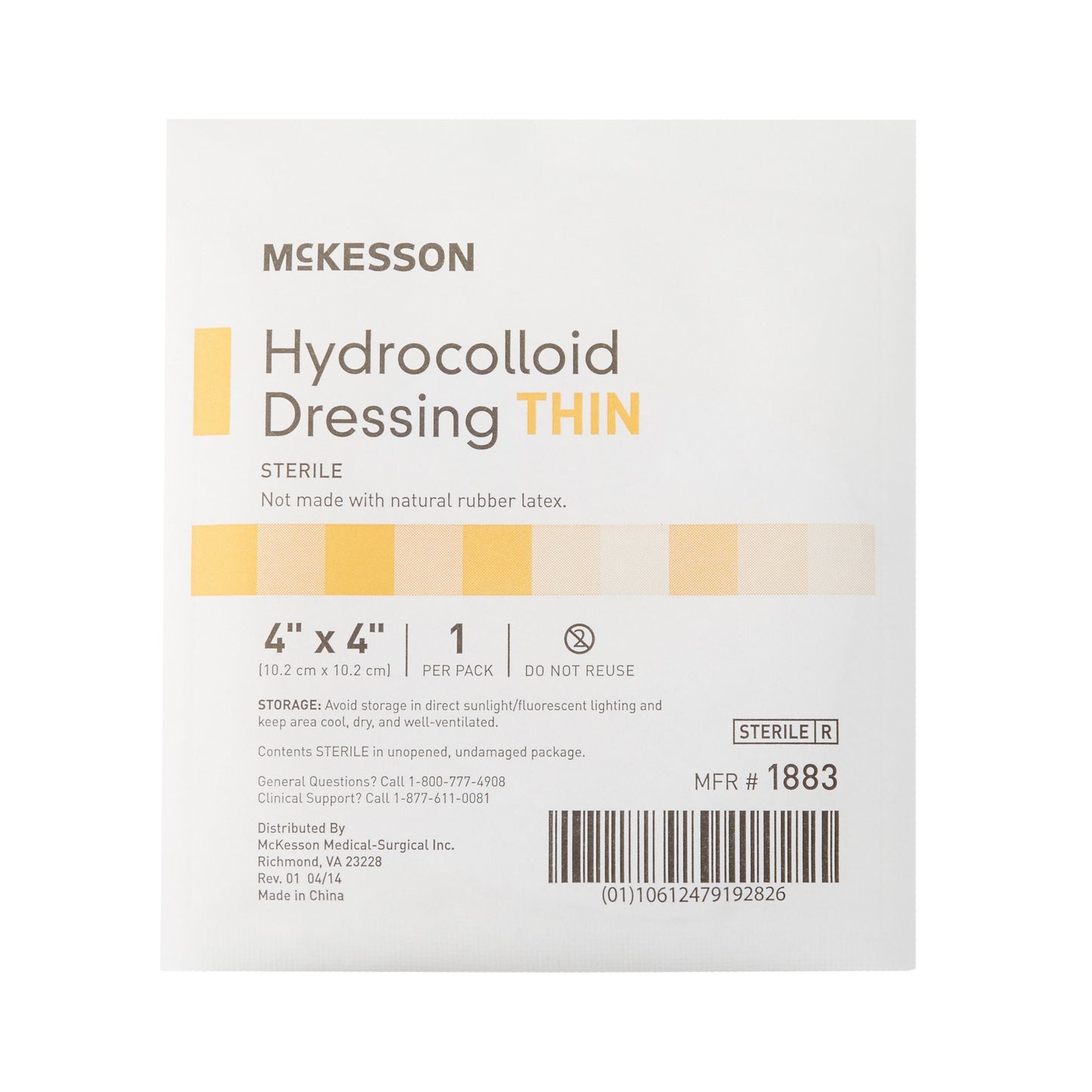 DRESSING, HYDROCOLLOID THIN STR 4"X4" (10/BX)