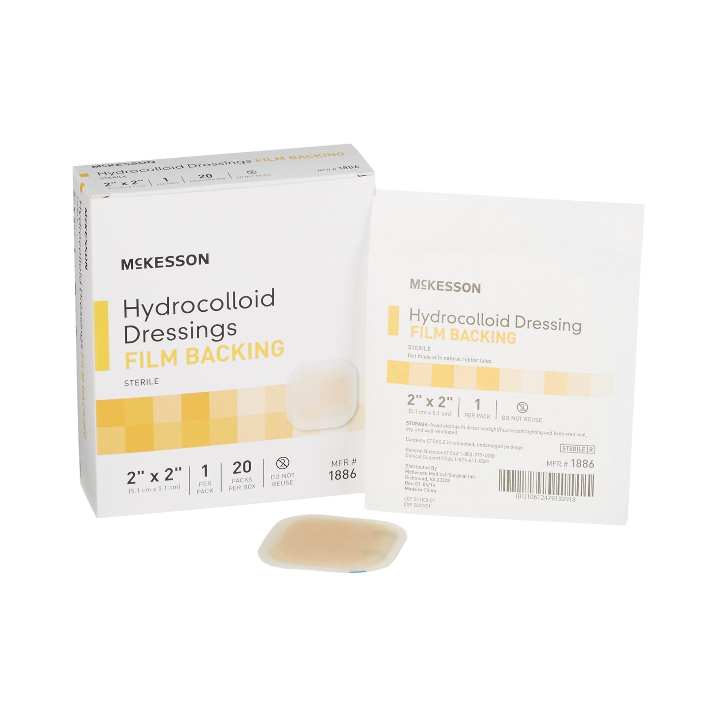 DRESSING, HYDROCOLLOID FILM-BCK STR 2X2"(20/BX)