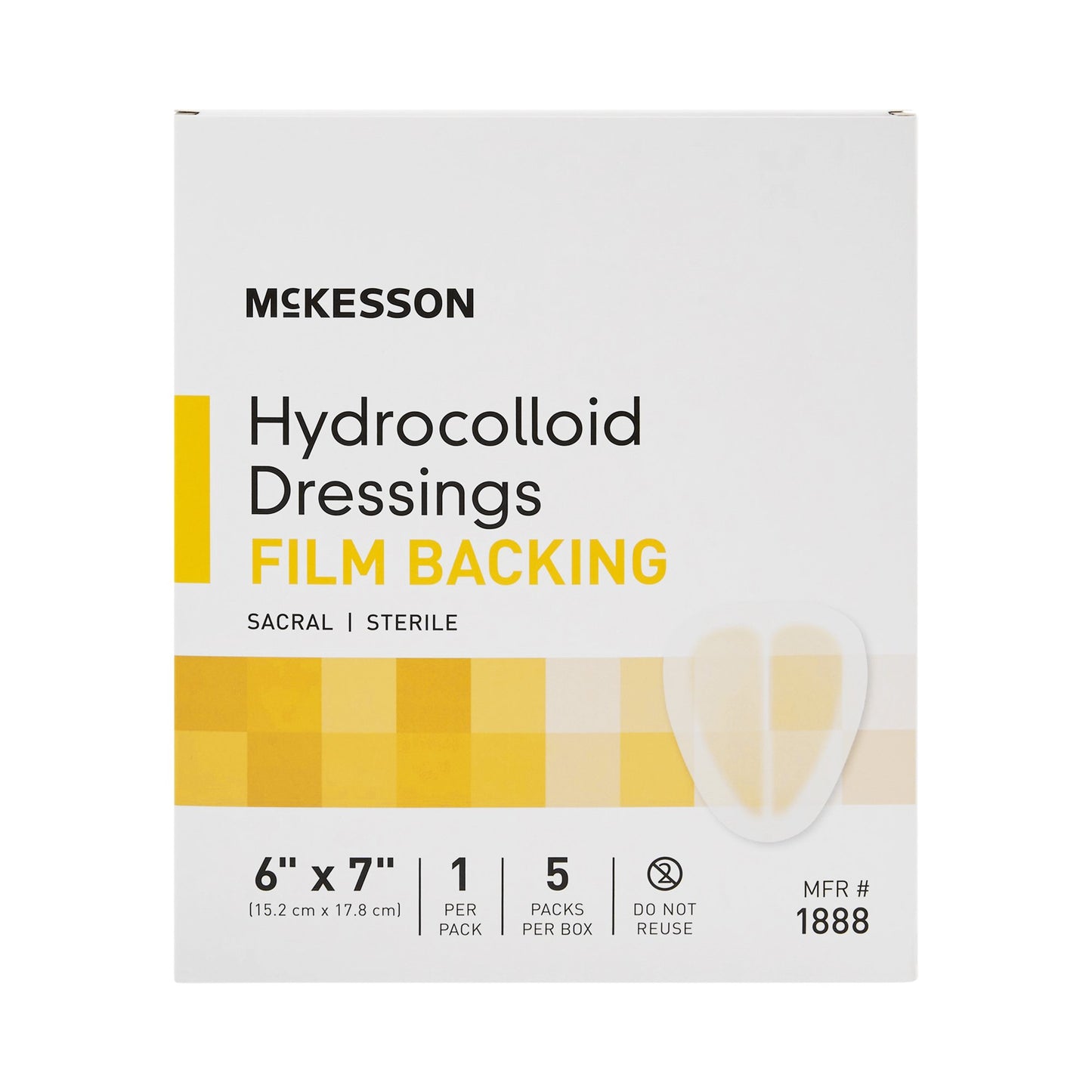 DRESSING, HYDROCOLLOID FILM-BCK STR SACRAL 6X7 (5/BOX)