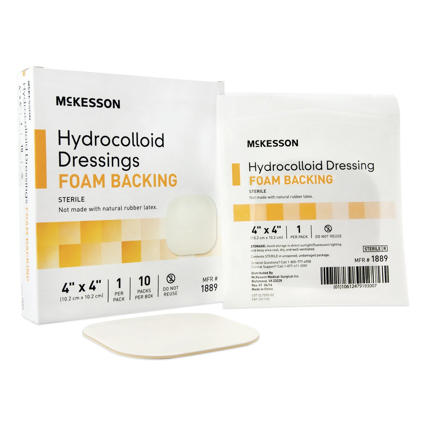 DRESSING, HYDROCOLLOID FOAM-BCK STR 4X4"(10/BX)