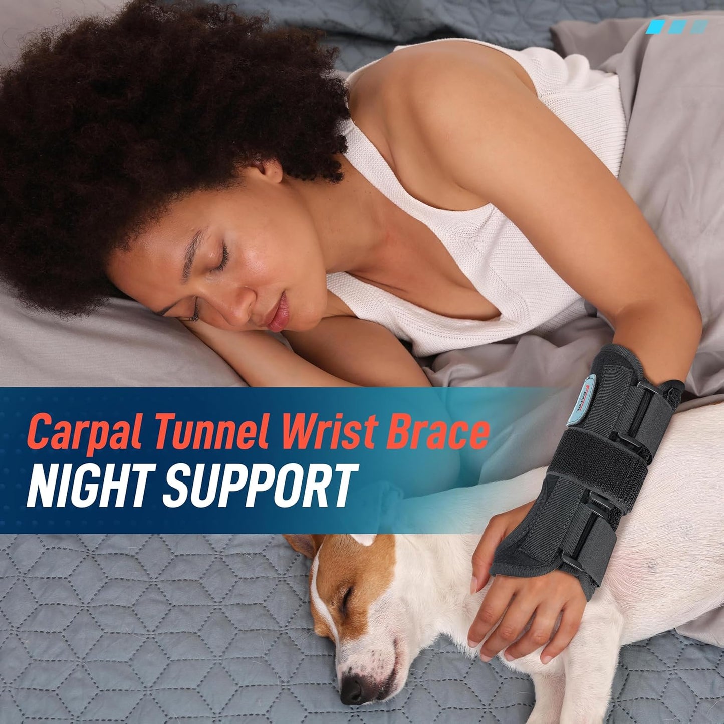 FEATOL Wrist Brace – Carpal Tunnel & Pain Relief with Splint, Adjustable Straps, Hot/Ice Pack, Left Hand S/M, Women & Men