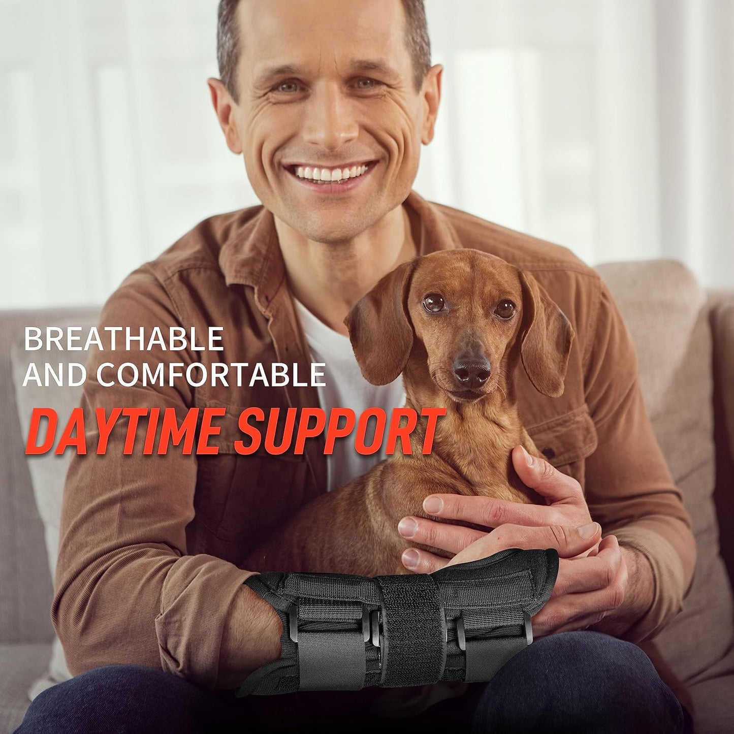 FEATOL Wrist Brace – Carpal Tunnel & Pain Relief Splint, Night Support for Tendonitis, Arthritis, Sprain, Right Hand S/M