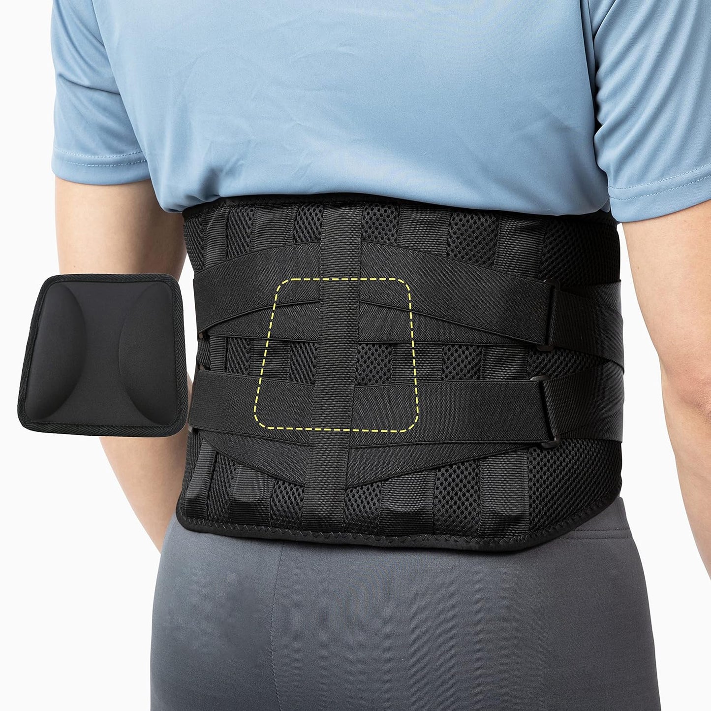 BraceUP Lumbar Back Brace with Pad – Support for Sciatica, Lower Back Pain, Heavy Lifting (L/XL 35–43")