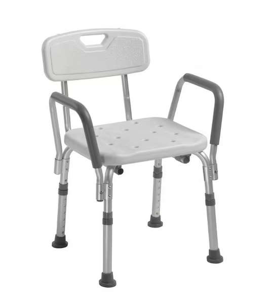 Bath Bench drive™ Padded Removable Arms Aluminum Frame With Backrest 16 Inch Seat Width 300 lbs. Weight Capacity