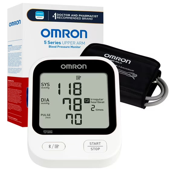 OMRON 5 Series Upper Arm Blood Pressure Monitor and Arm Cuff for Home Use