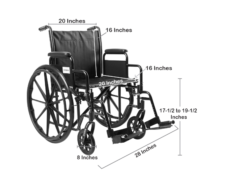 WHEELCHAIR, DDA SF 20" 350LBS