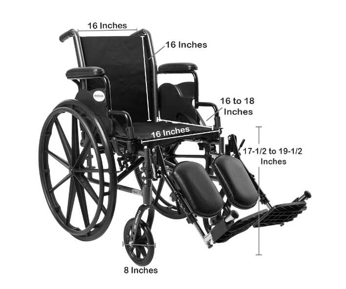 WHEELCHAIR, LTWT DDA ELR 16" 300LBS