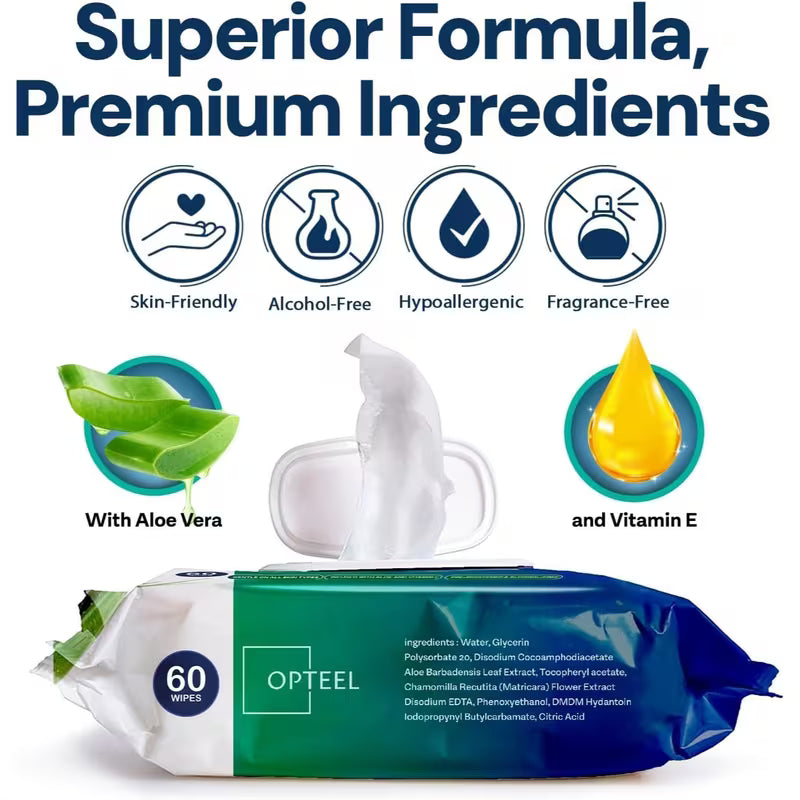 Extra Large Wet 8"x13" Disposable Bathing Wipes for Women, Men , Elderly Unscented  for Incontinence Personal Care