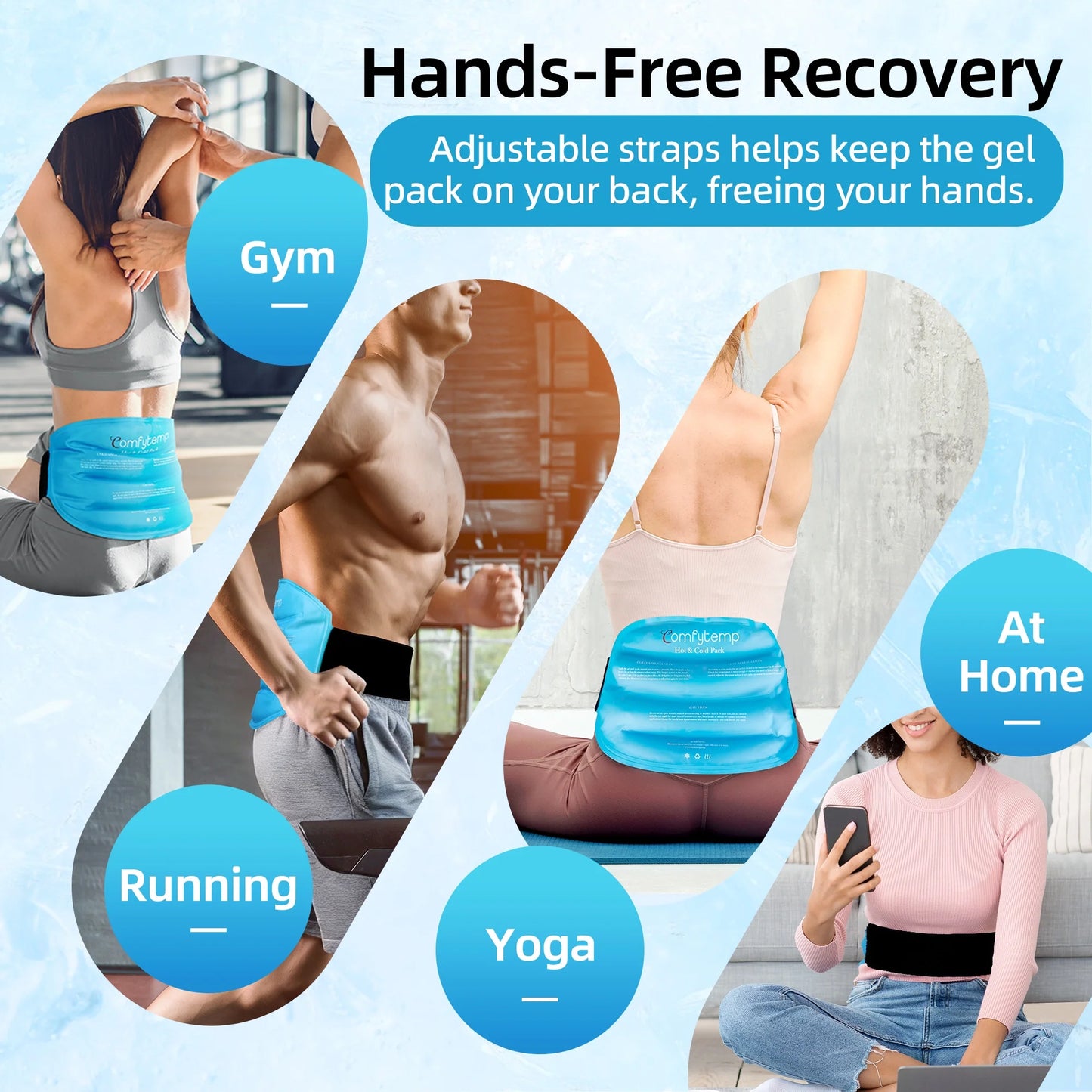Comfytemp Large Ice Pack for Back Pain, Reusable Gel Hot Cold Therapy for Lumbar, Hips, Knee, Shoulder