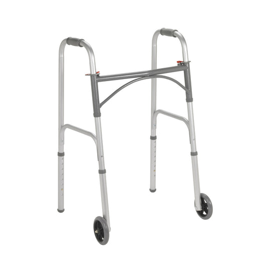 Folding Walker, Two Button with 5" Wheels