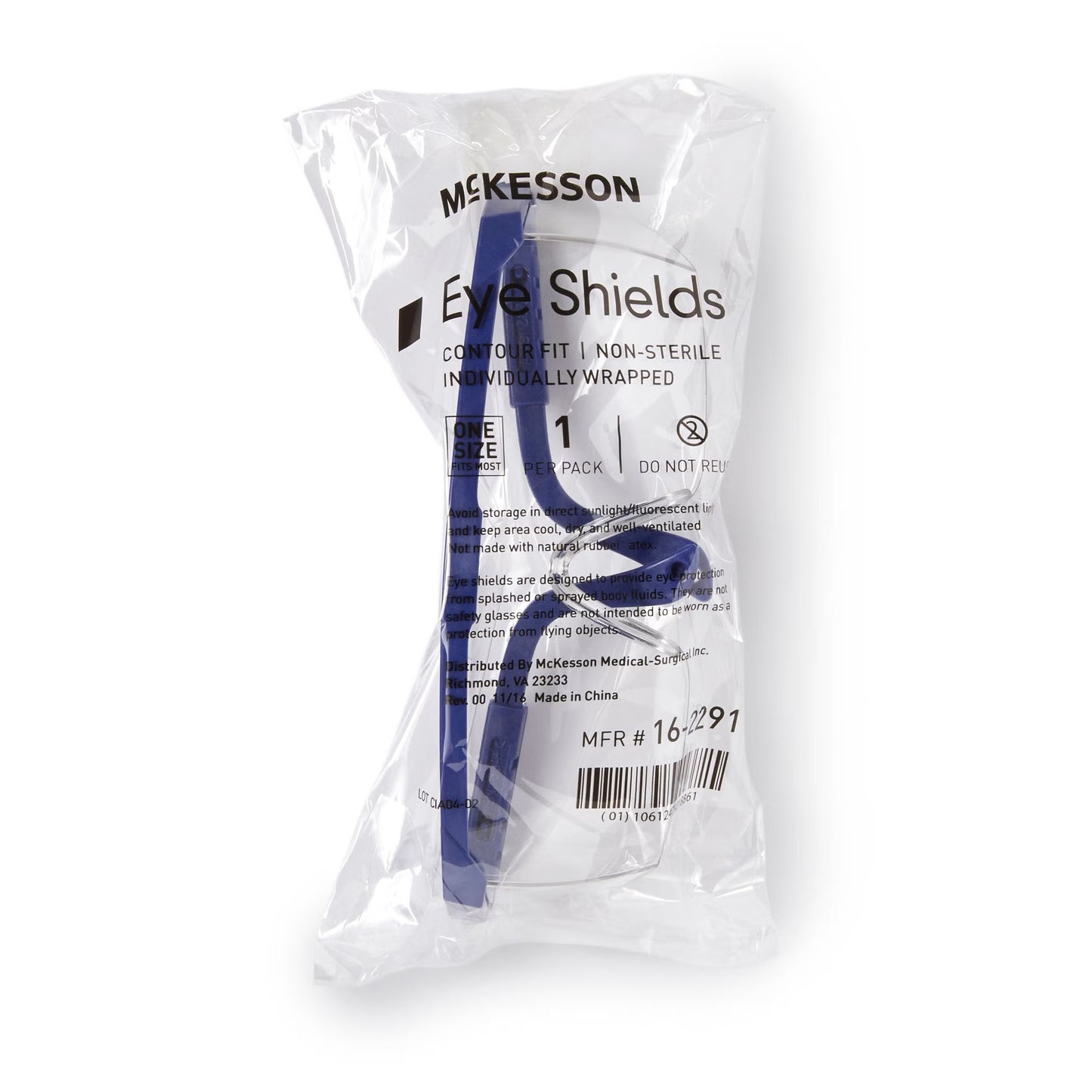 Eye Shield McKesson Side Shield Uncoated Clear Tint Plastic Film Lens Blue / Clear Frame Over Ear One Size Fits Most