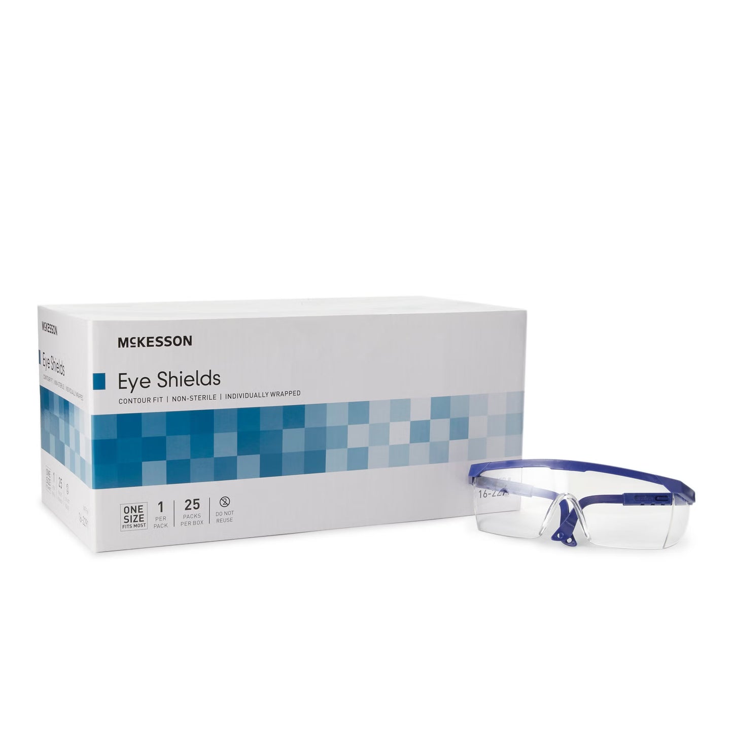 Eye Shield McKesson Side Shield Uncoated Clear Tint Plastic Film Lens Blue / Clear Frame Over Ear One Size Fits Most