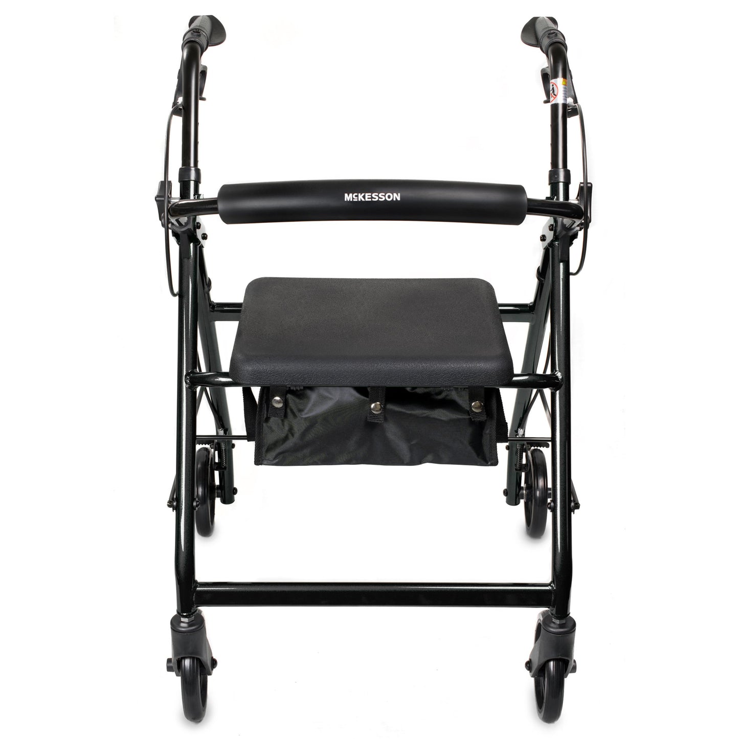 4-Wheel Rollator McKesson Black Adjustable Height / Folding Aluminum Frame