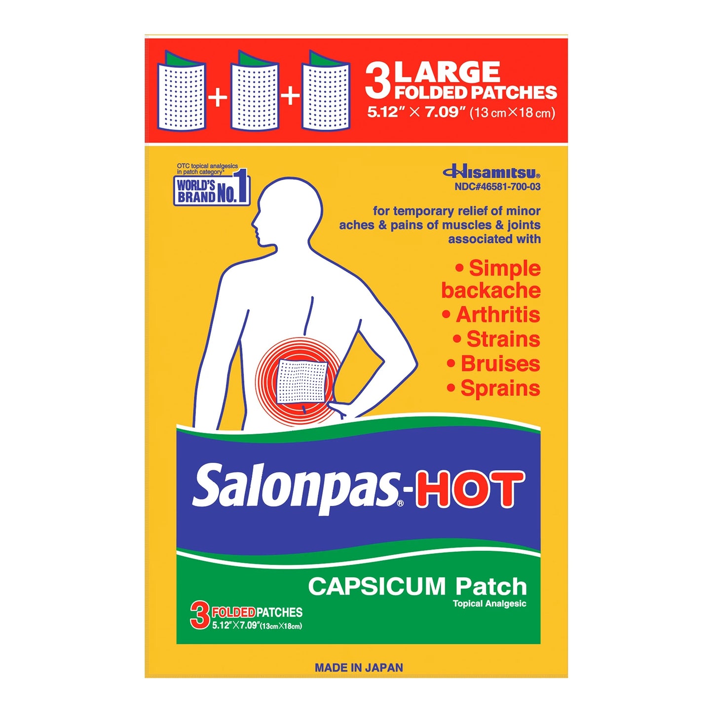 Topical Pain Relief Salonpas® Hot Capsaicin Patch 3 per Pack