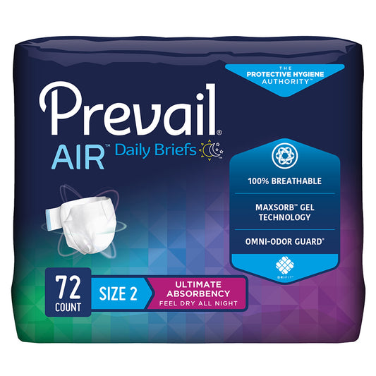 Incontinence Brief Prevail® Air™ Adult Size 2 / Large Unisex Disposable Heavy Absorbency