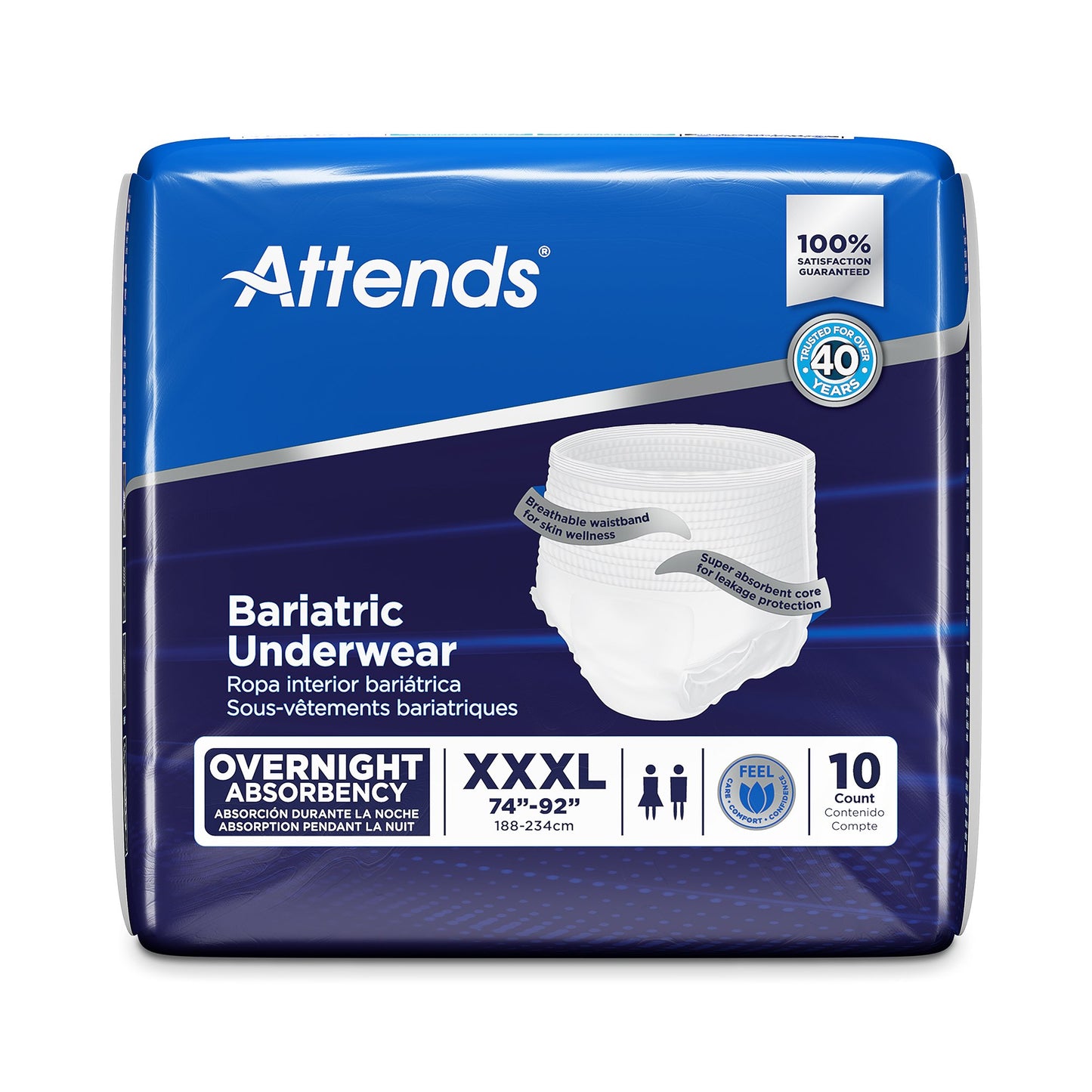 Absorbent Underwear Attends® Bariatric Pull On with Tear Away Seams Adult 3X-Large Unisex Disposable Heavy Absorbency