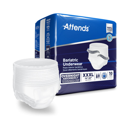 Absorbent Underwear Attends® Bariatric Pull On with Tear Away Seams Adult 3X-Large Unisex Disposable Heavy Absorbency