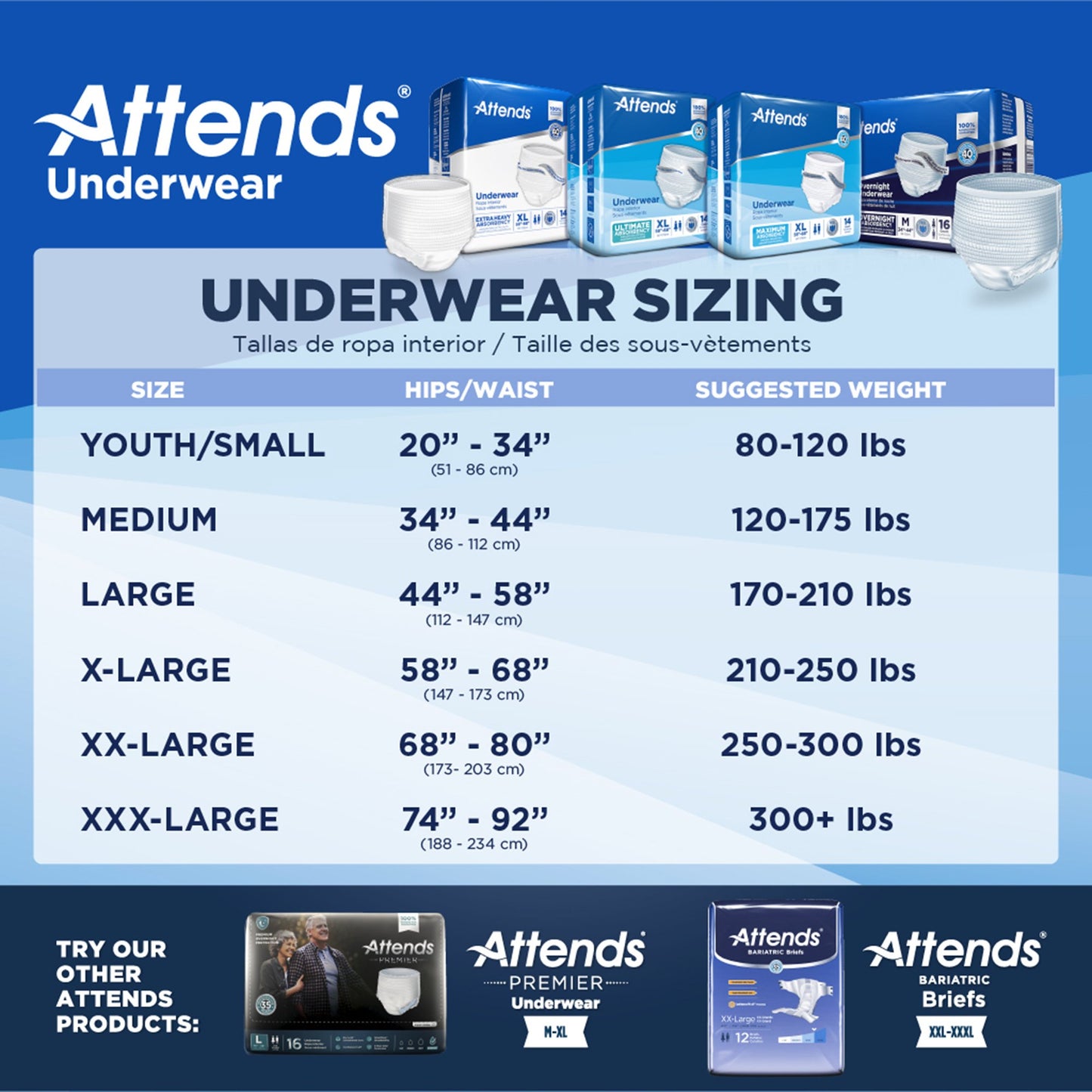 Absorbent Underwear Attends® Bariatric Pull On with Tear Away Seams Adult 3X-Large Unisex Disposable Heavy Absorbency
