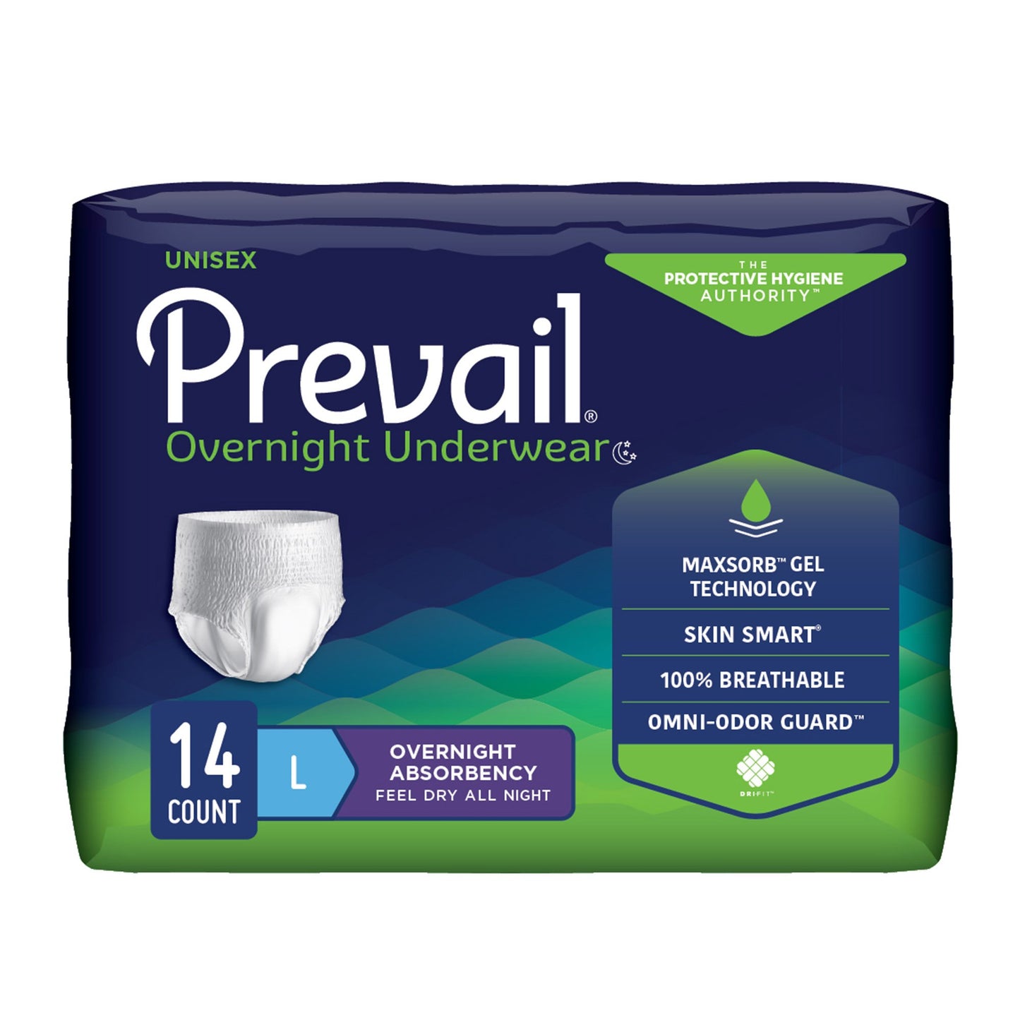 Absorbent Underwear Prevail® Overnight Pull On with Tear Away Seams Adult Large Unisex Disposable Heavy Absorbency