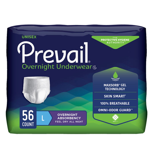 Absorbent Underwear Prevail® Overnight Pull On with Tear Away Seams Adult Large Unisex Disposable Heavy Absorbency