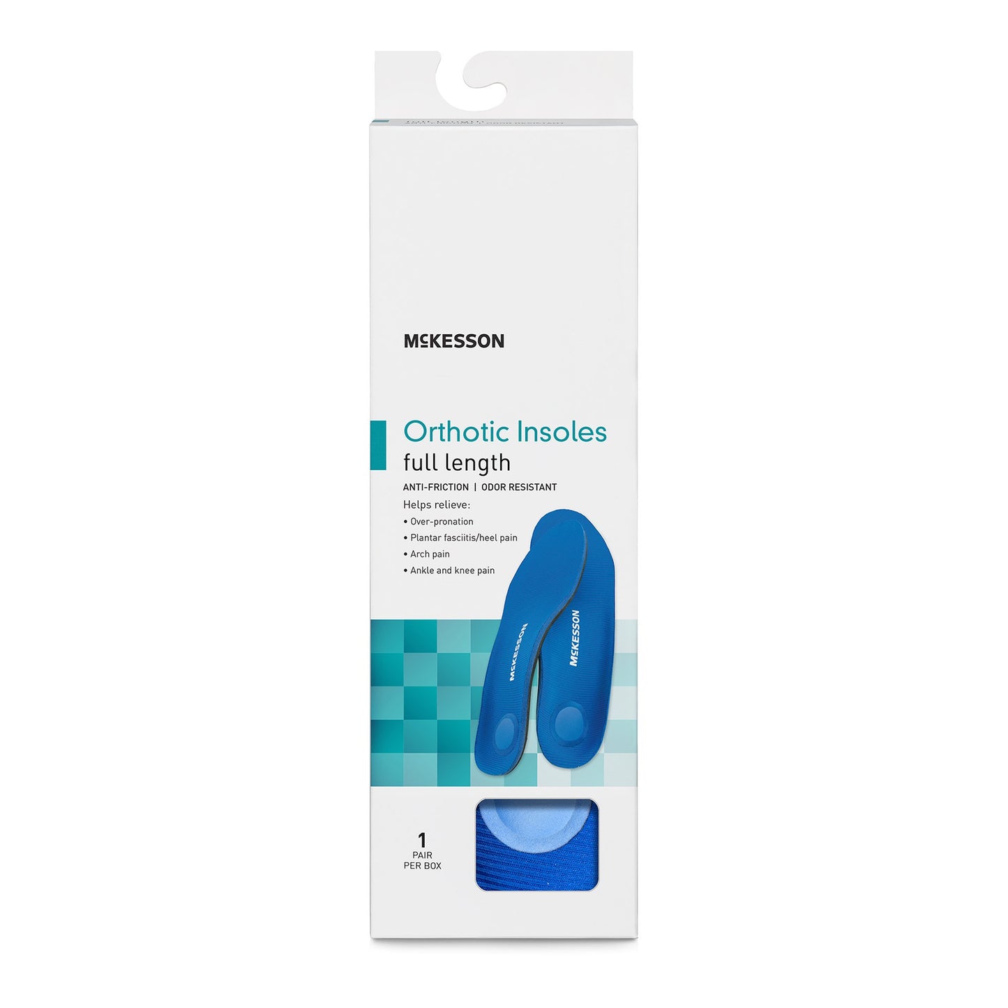 Orthotic Insole McKesson Full Length EVA / Polyester / Polypropylene / Poron® Men 12 to 13 Black / Blue