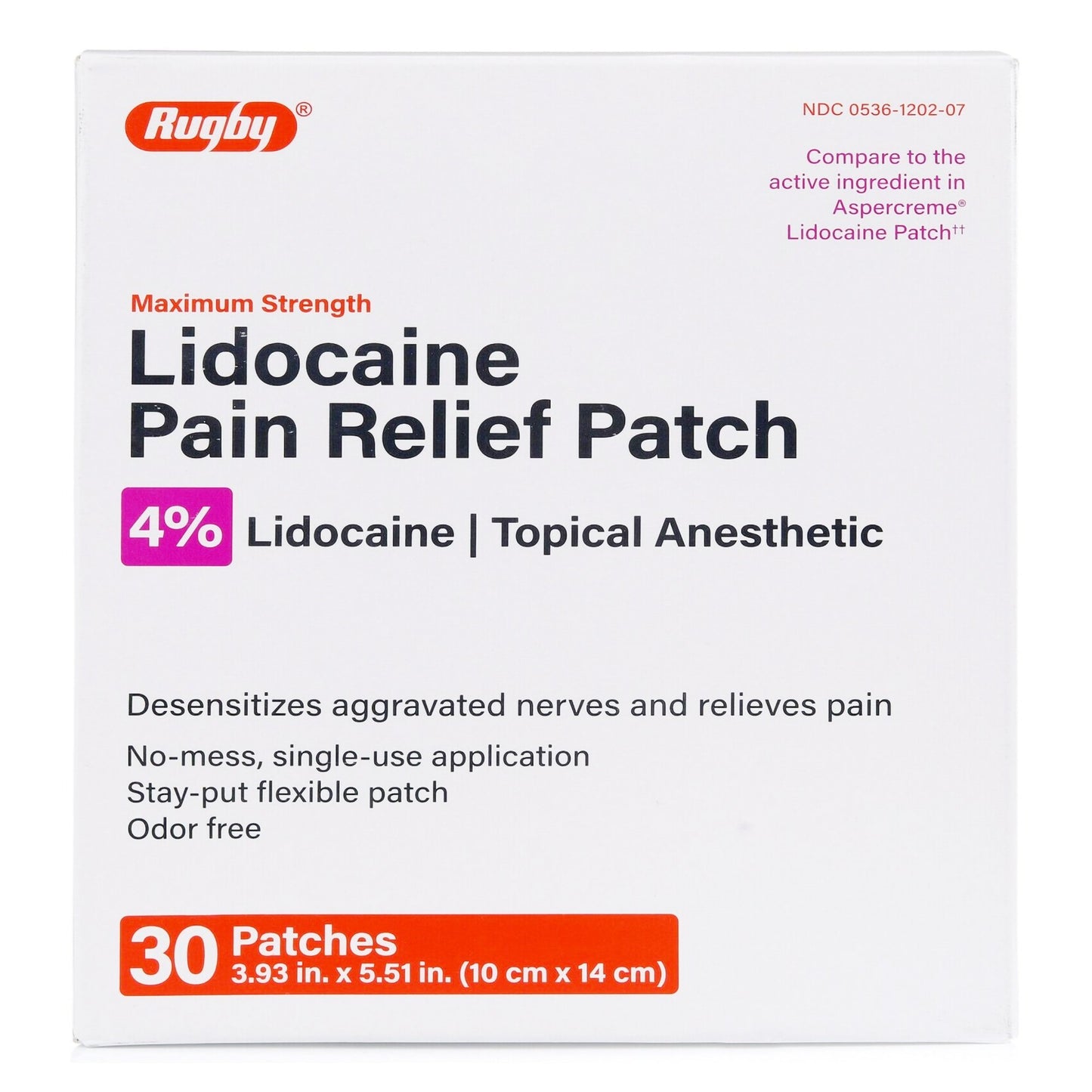 Topical Pain Relief 4% Strength Lidocaine Patch Each