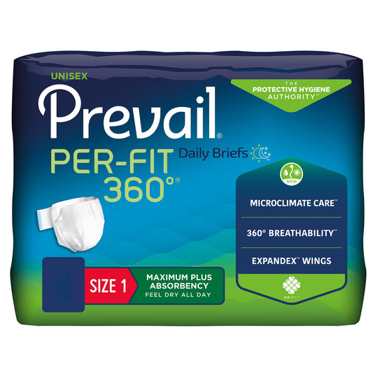 Incontinence Brief Prevail® Per-Fit 360°™ Adult Size 1 Unisex Disposable Heavy Absorbency