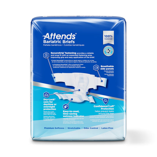Incontinence Brief Attends® Bariatric Adult 3X-Large Unisex Disposable Heavy Absorbency