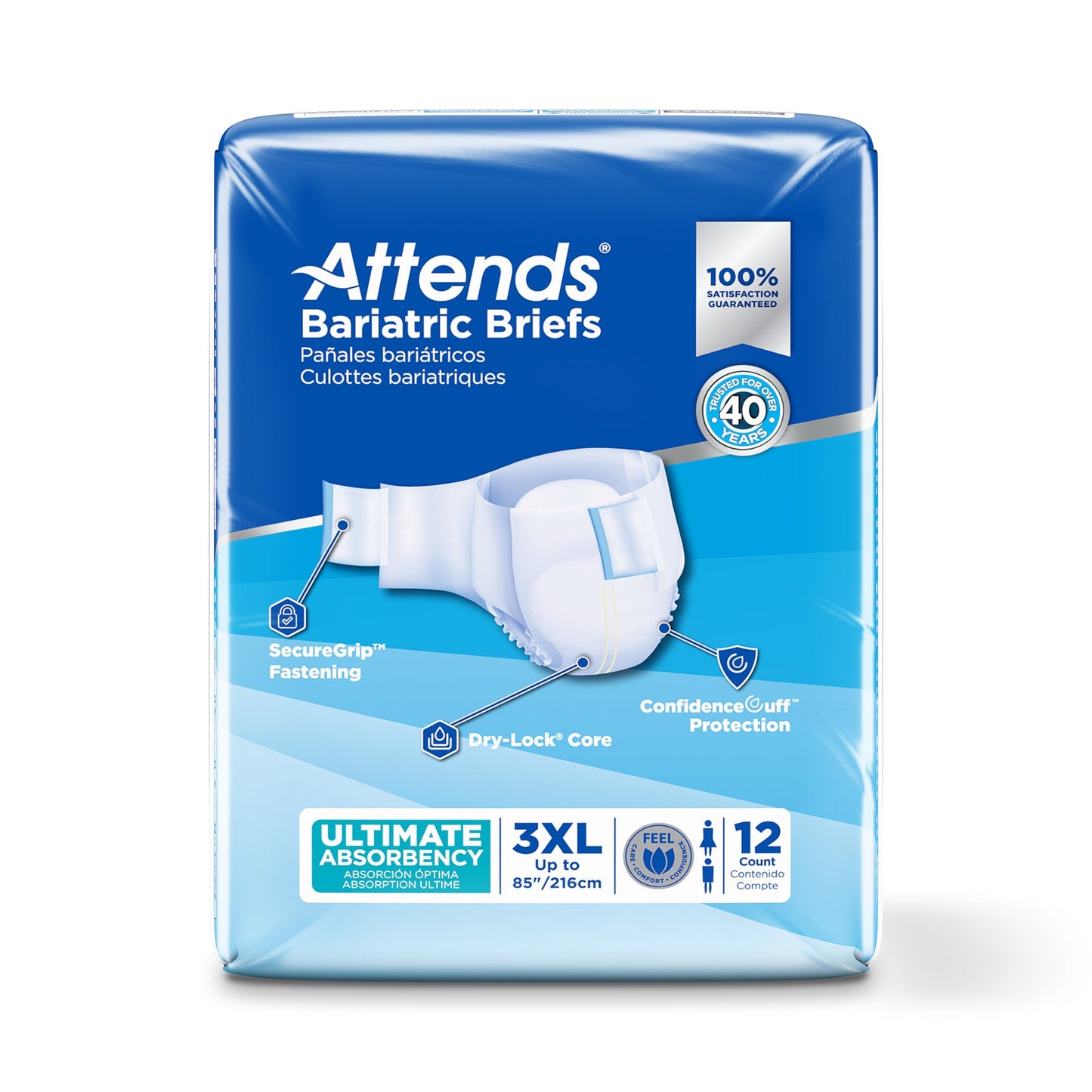 Incontinence Brief Attends® Bariatric Adult 3X-Large Unisex Disposable Heavy Absorbency