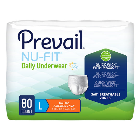 Absorbent Underwear Prevail® Nu-Fit® Pull On with Tear Away Seams Adult Large Unisex Disposable Heavy Absorbency