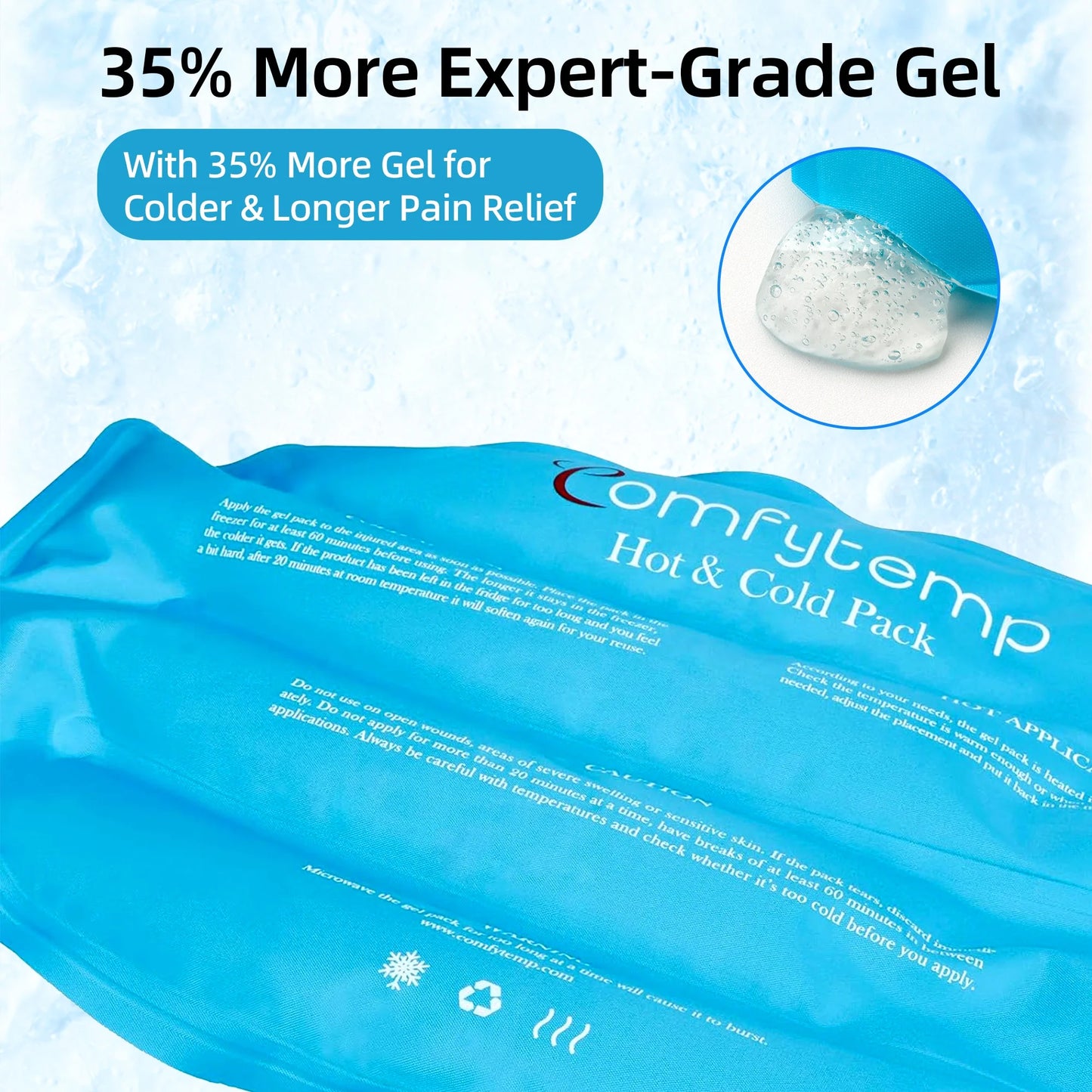 Comfytemp Large Ice Pack for Back Pain, Reusable Gel Hot Cold Therapy for Lumbar, Hips, Knee, Shoulder