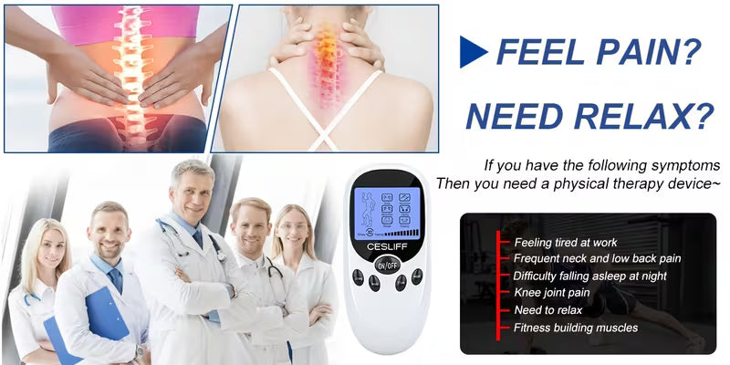 CESLIFF TENS + EMS Dual Channel Muscle Relief Pulse Massager