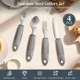 4 Pcs Adaptive Utensils Stainless Steel Built up Utensils for Adults Complete Weighted Silverware Set Nonslip Easy Grip