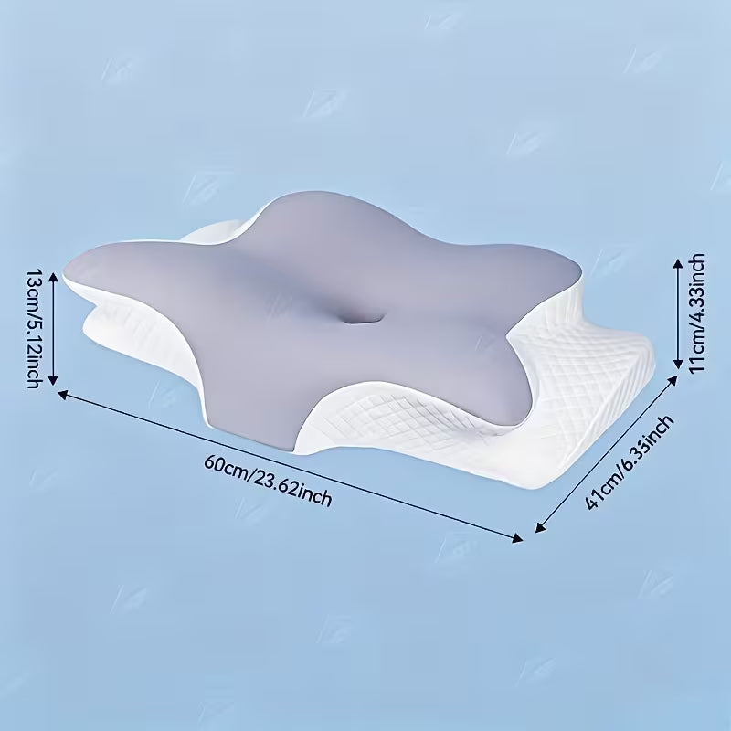 Butterfly-Shaped Memory Foam Cervical Neck Pillow - Ergonomic, Slow Rebound for Relaxation, Bedding for Back And Side Sleepers with Machine-Washable Pillowcase