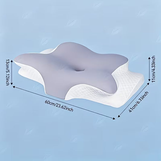 Butterfly-Shaped Memory Foam Cervical Neck Pillow - Ergonomic, Slow Rebound for Relaxation, Bedding for Back And Side Sleepers with Machine-Washable Pillowcase