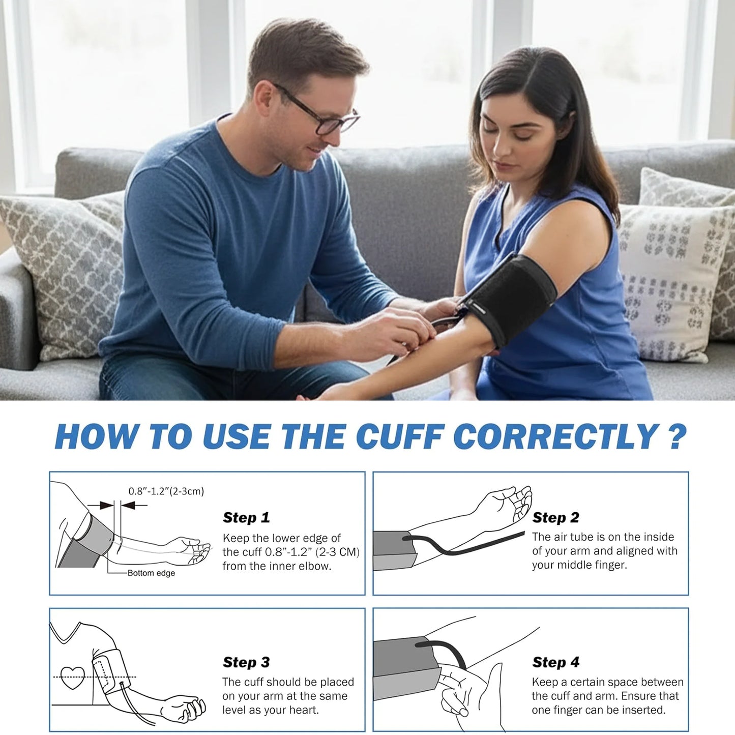 Extra Large Blood Pressure Cuff, Replacement BP Cuff Applicable for 9”-23.6” Big Arm, Compatible